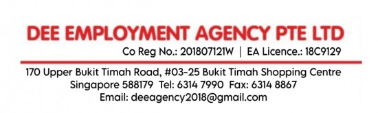 Maid agency: DEE EMPLOYMENT AGENCY PTE. LTD.